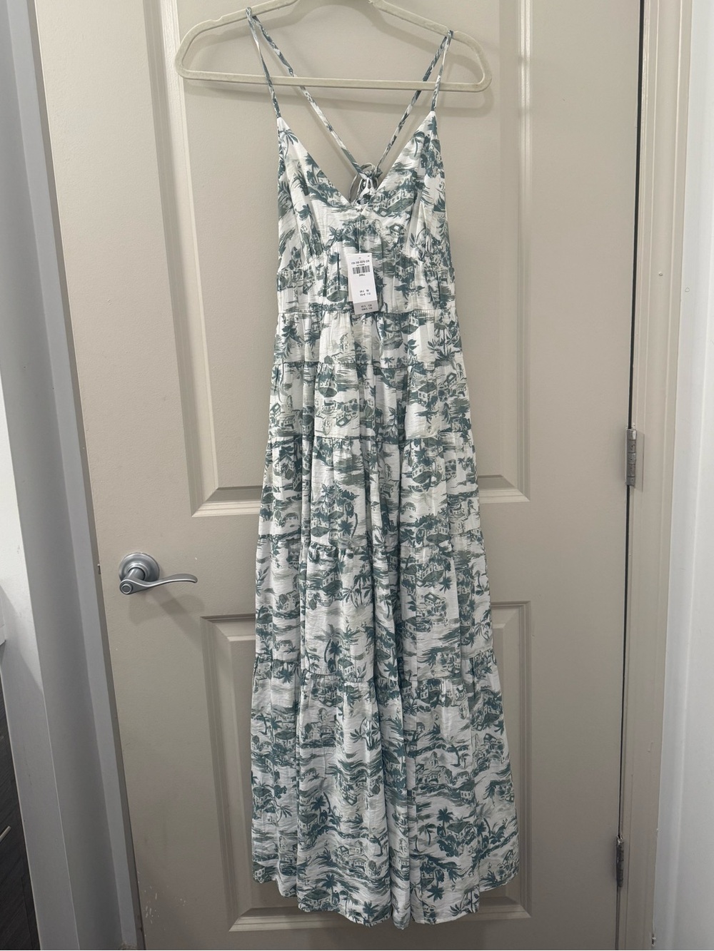 Abercrombie and Fitch Tie Back Maxi Sundress with Green Toile Print